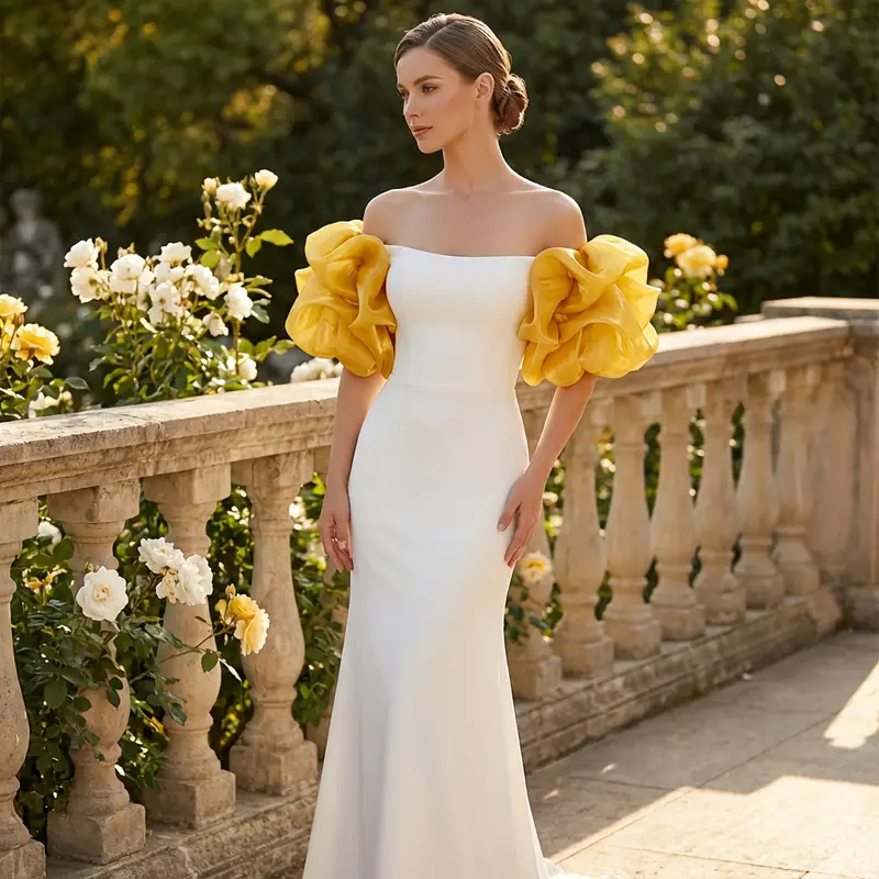 plus size yellow wedding dresses for Women stretch dress Round neckline Sleeveless Low back No closure 65% Rayon 35% Polyester Hand wash cold Model is wearing a 1x Belt not included. Faviana 9469 Plus Size Dress