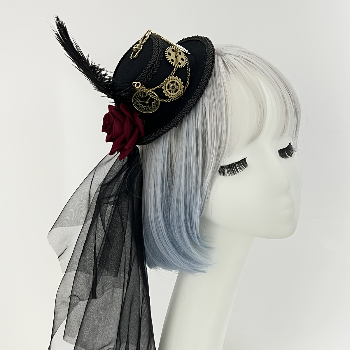 TEMU Steampunk Hats For Women With Veil Steampunk Top Hat Steampunk Time Hat Steampunk Additions Halloween Party