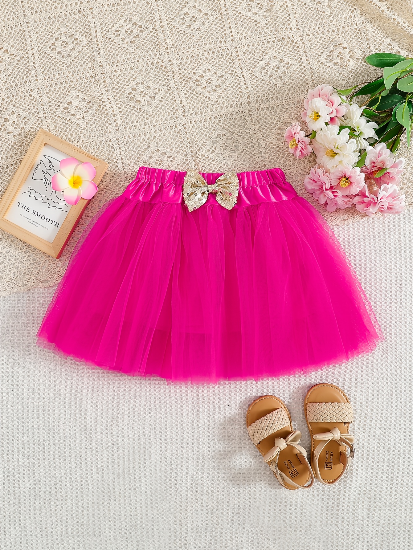 OBiQuzz Jupe Tutu Courte Tulle Paillettes Fille Taille 140 Rouge 5-6 Ans