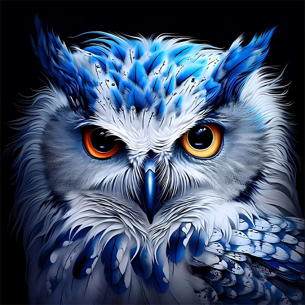 

5d Diy Diamond Painting Kit – Majestic Blue Owl – Animal Themed Full Drill Round Acrylic Diamond Mosaic – Home & Room Wall Decor Art Craft – 40x40cm