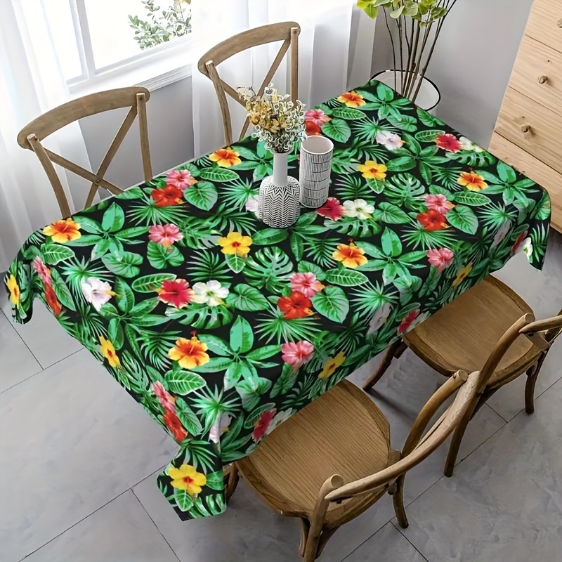 

1pc Table Cloth, Waterproof Floral Printed Polyester Tablecloth, Washable And Durable Table Cover, For Party, Picnic, And Dinner Decoration, Table Decor, Home Supplies