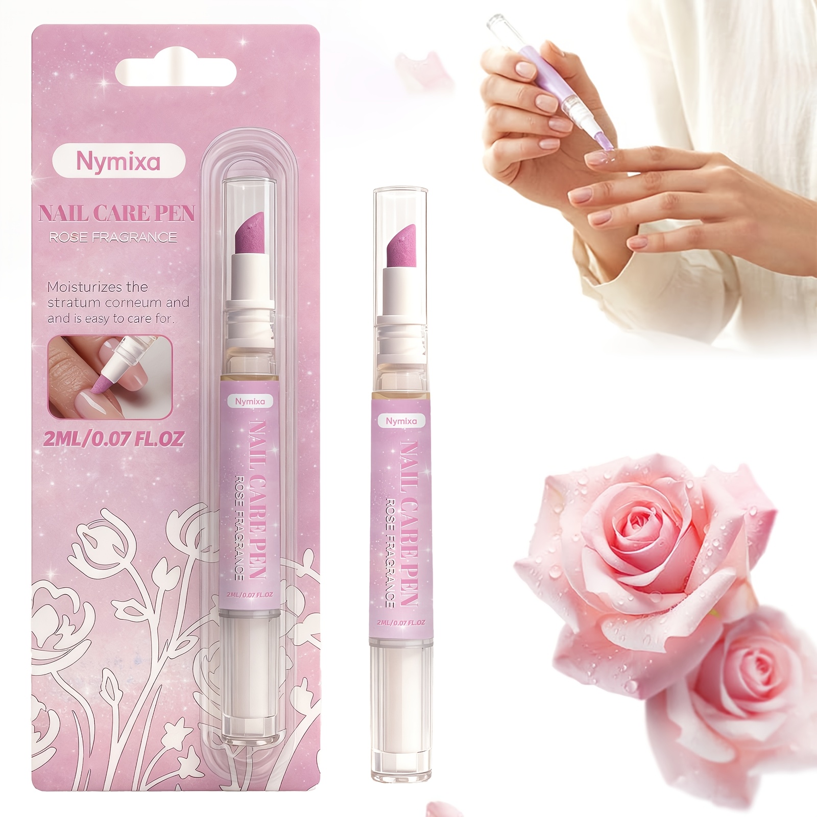 Image of 2-in-1 Purple Or Pink Nail Pusher Pen, 2026 New Cuticle Nail Pusher And Pen, Rose Scent And Lavender Scent, For Hangnails, Dry And Damaged Nails, Moisturize Strengthen Nail Care