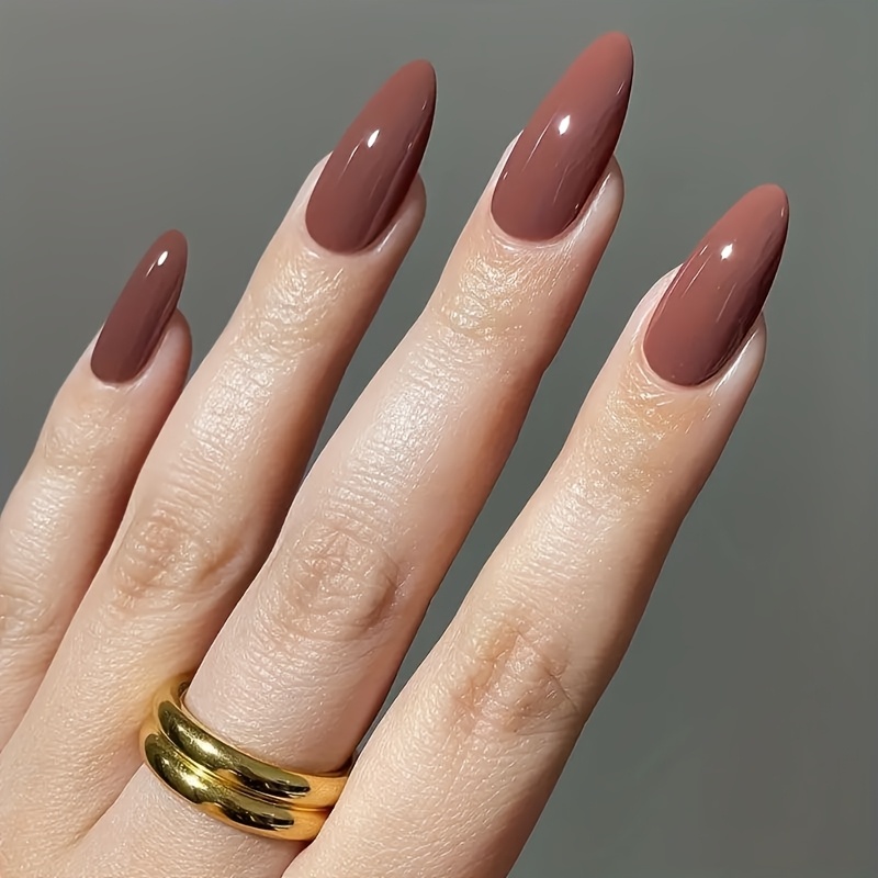 Image of Upgrade Your Look: 24pcs Medium-length Solid -shaped Press-on Nails, Sweet & Sensual, Versatile, Skin, Elegant, High-end Artificial Nails For Nail Extension, Detachable With Jelly Glue And 1 Nail File