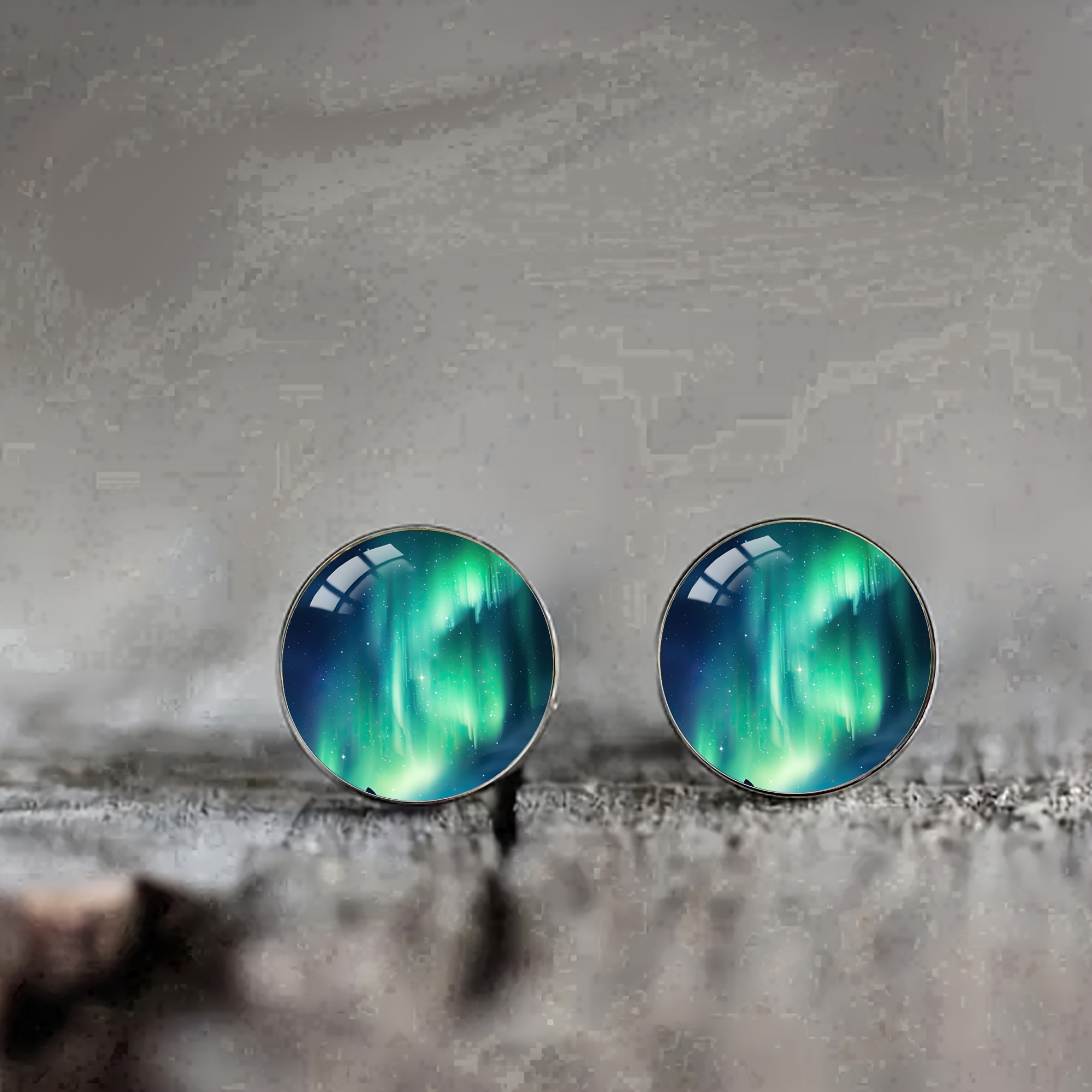 

1 Pair Aurora-inspired Stainless Steel Stud Earrings, Elegant Style, Synthetic Glass, December Birthstone, For & Parties, Infinity Theme, All Compatible