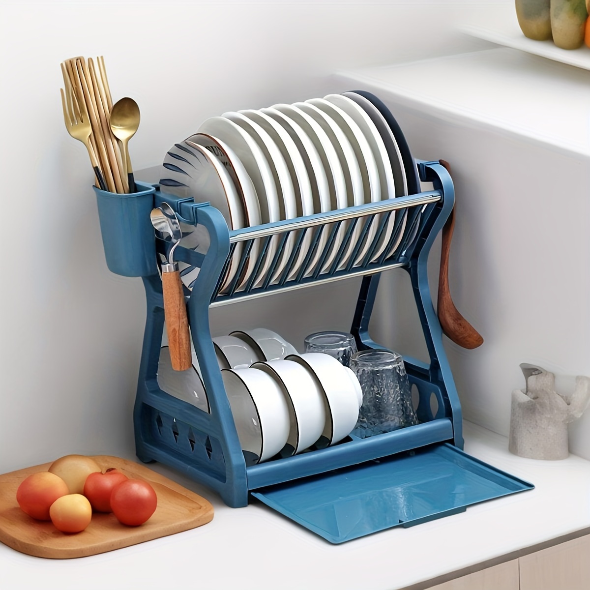 

Plastic Dish Rack: 2-, 33.5" , 24.5" , 26.5" , , No Wood, No Required