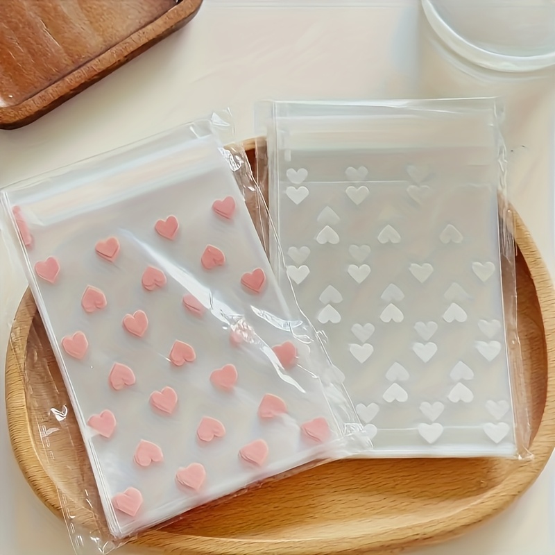 

150pcs Heart-shaped Opp Bags, Self-adhesive, Stain Resistant, Disposable Packaging For Gifts And Birthday Presents