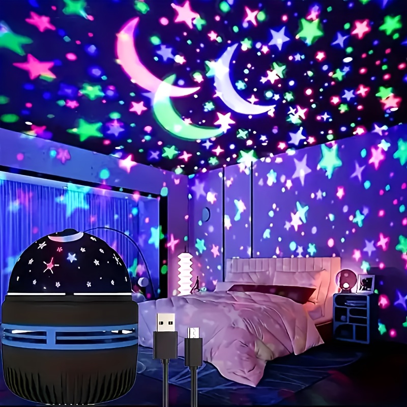 

Projecteur de Nuit Étoilée LED Alimenté par USB avec Rotative - Multicolores de Étoiles et pour Chambre, Salon ou - Cadeau d'Anniversaire Idéal, Pas de Batterie , Projecteur de Lumière Étoilée