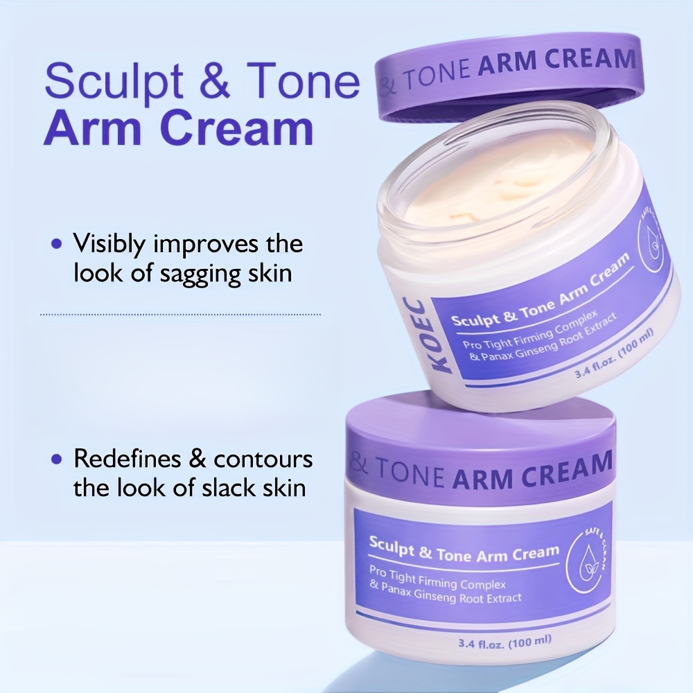 KOEC Sculpt & Arm Cream - 3.4 Fl.Oz, Firming Complex with Panax Ginseng Root Extract, Vitamin E & Glycerin, Moisturizing & Tightening, Alcohol-Free for All Skin Types, Unscented