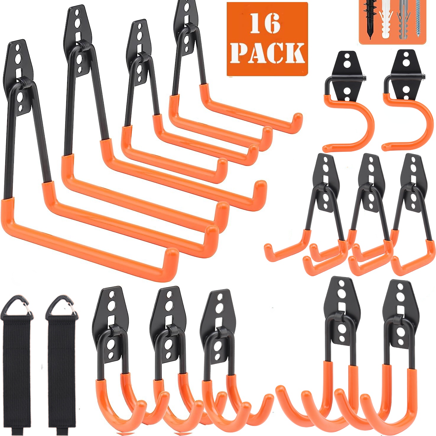 Temu – TEMU Heavy-duty Steel Garage Hooks, Multi-functional Wall-mounted Tool Organizer With Non-slip Coating For Hanging And Organizing Ladders, Bicycles,
