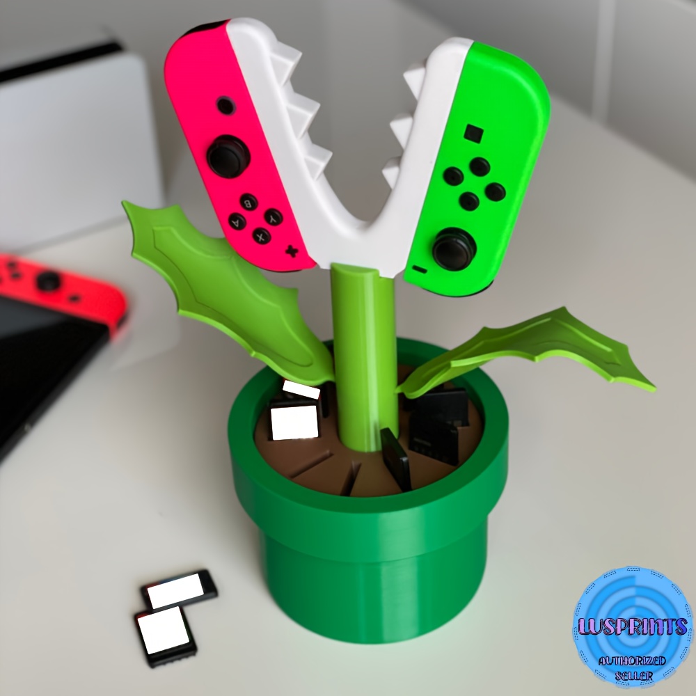 

Plant Grip | Switch Cartridge Holder - Gift For Game Day - White, Green, Dark Brown, Abs Material