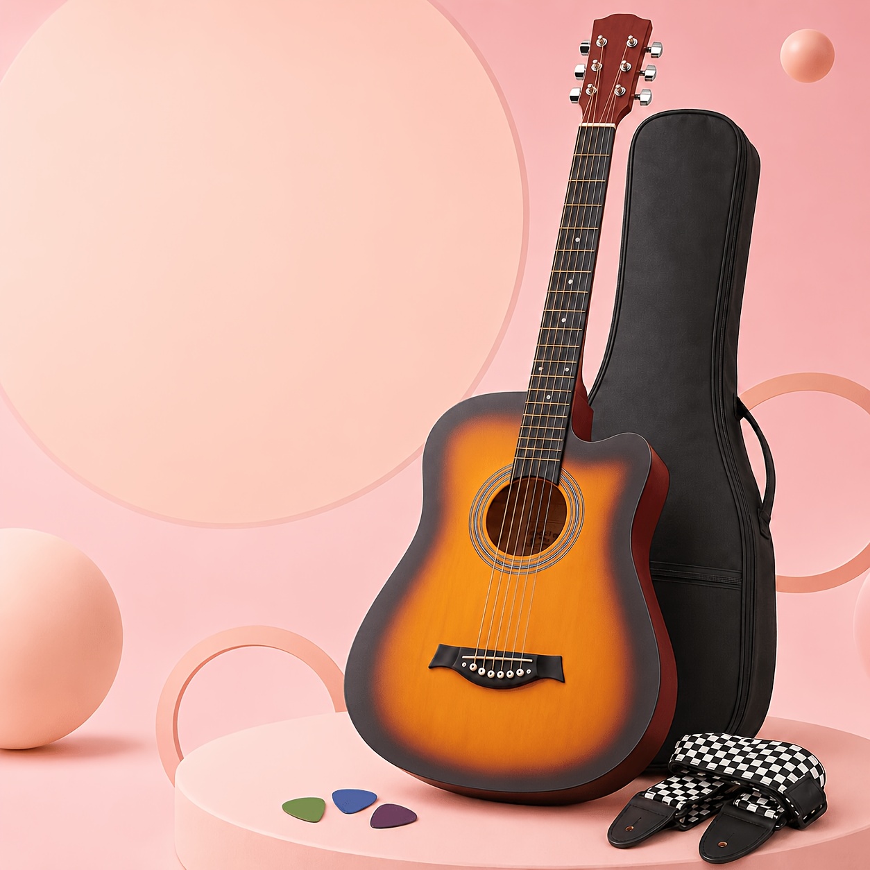 38 Inch Entry-Friendly Cutaway Acoustic Guitar for Beginners, Well... product image 11