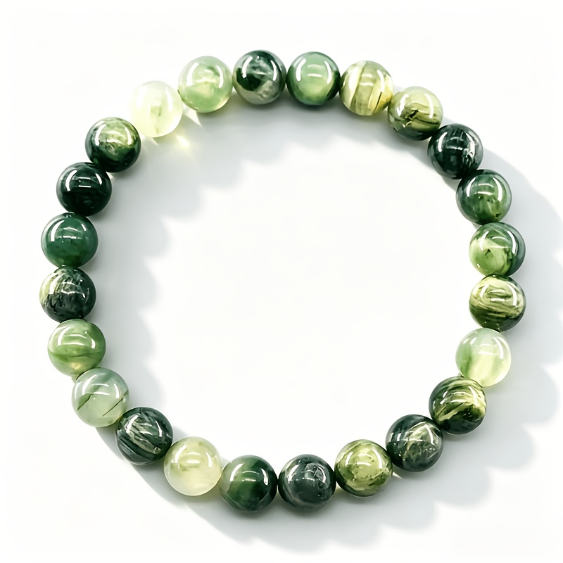 TEMU 1 stuks Watergras Agaat Kleur Armband, Rijkdom Armband, Geluksarmband, Natuurlijke Sieraden Accessoire, Met Meerdere Gunstige Betekenissen,