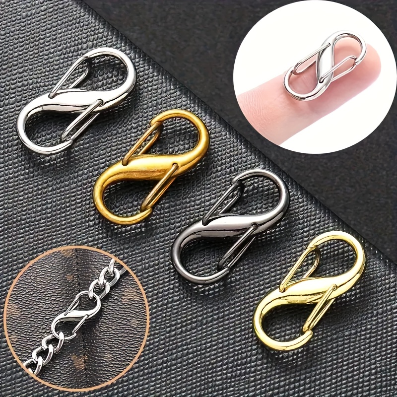 

15pcs Stainless Steel S-hook Jewelry Clasps, Metal Double Carabiner Connector For Necklace Extension, Chain Links, Purse & Bag Hardware, Diy Crafting Accessory