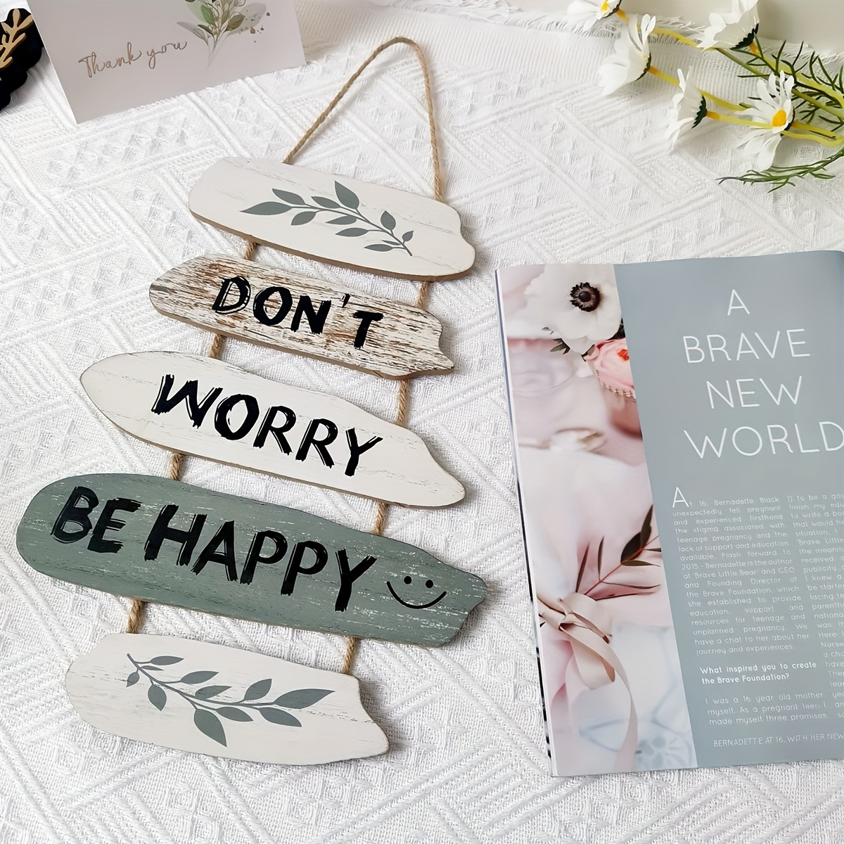 

1pc, Wooden Decorative Signs, Wooden Sign, Warm And Encouraging Slogans, Living Room Room Decoration And Hanging Decorations, Holiday Gifts, Birthday Gifts, Soothing Words, "don't Worry, Be Happy