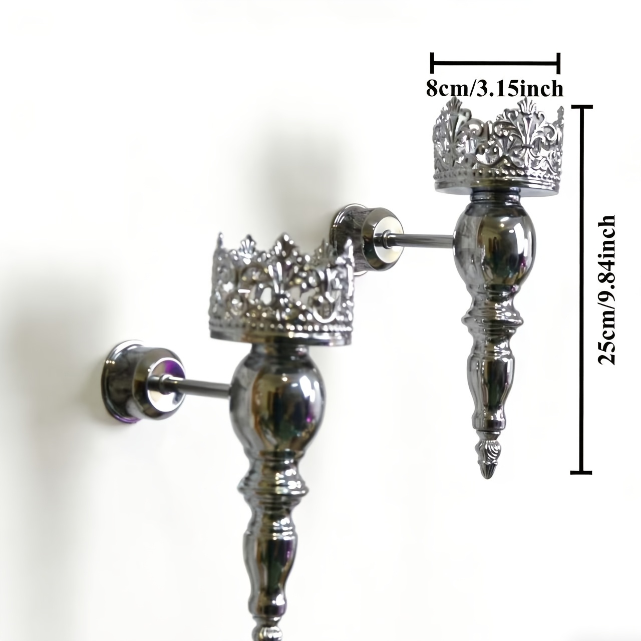 Image of 2 Pack Vintage Wrought Iron Wall Mounted Candle Holders - Rustic Metal Candle Sconces For Living Room, Bedroom, Staircase & Terrace, Decorative Wall Candle Holders With Rustic Finish