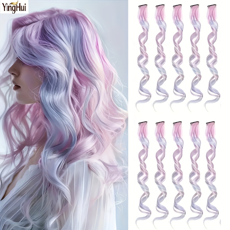 [pcs Unicorn Hair] Pcs Heat-resistant Curly Unicorn -in Hair Extensions | 18 Inch Hairpieces For Women - Cosplay And Party Highlights - Halloween Christmas