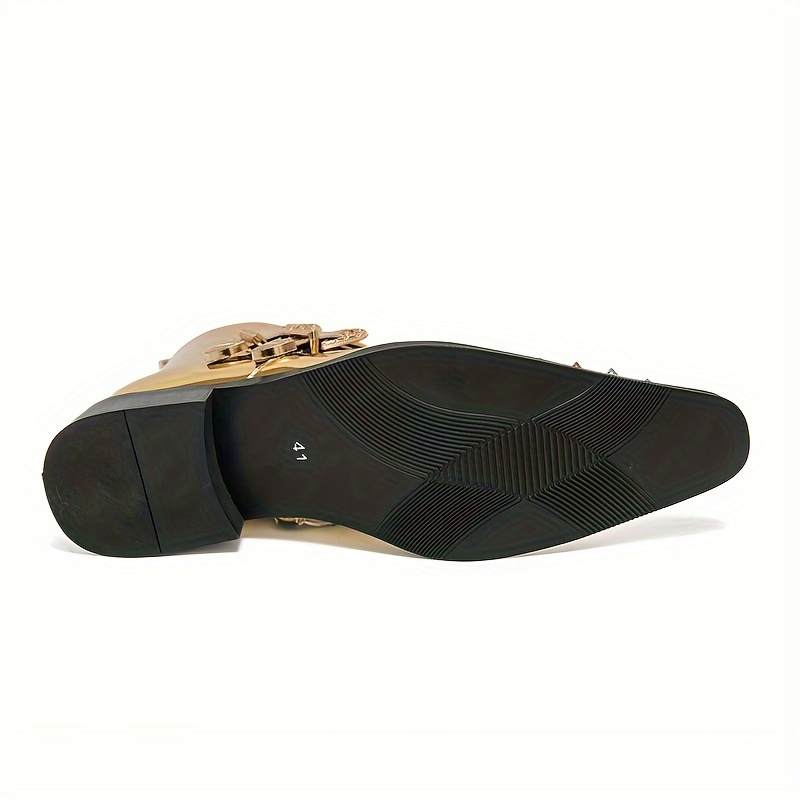 golden boots top fashionable dress shoes with side zipper for men women durable rubber sole details 5