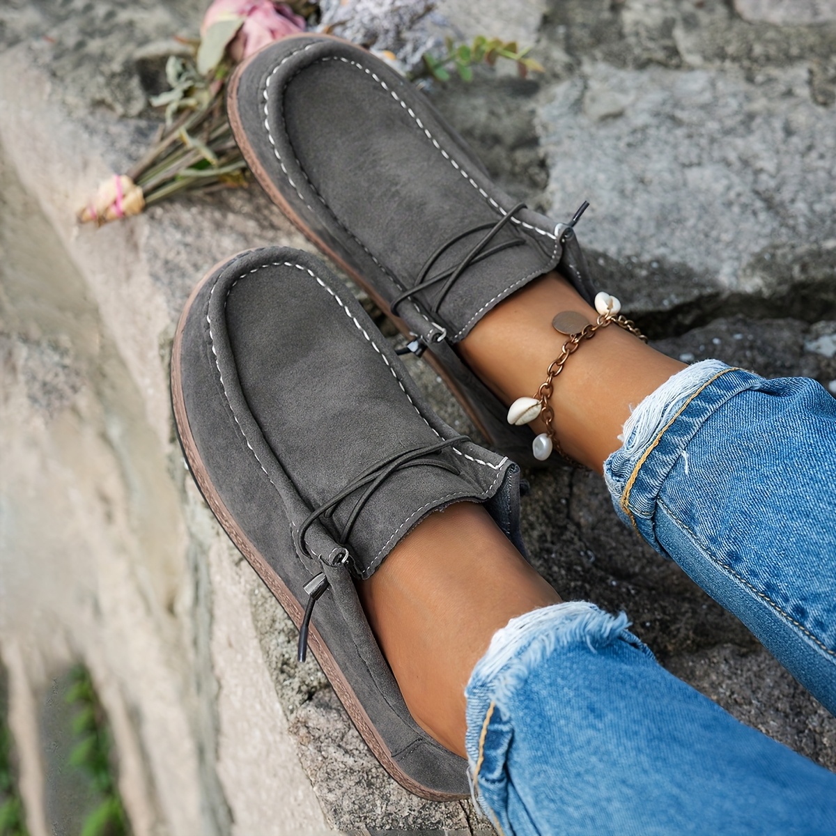 women s lightweight slip-on sneakers - slip-resistant rubber sole,   walking shoes  /black/gray/, cushioned insole & arch support - everyday casual shoes for women, ladies sneakers, round toe design, fabric upper Product details 6