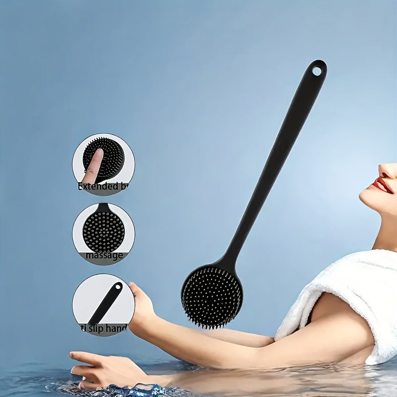 Long -handed Soft Silicone Gel Bath Brush -gentle Back Scrubel, Deep Cleaning And Skin Care, No Battery