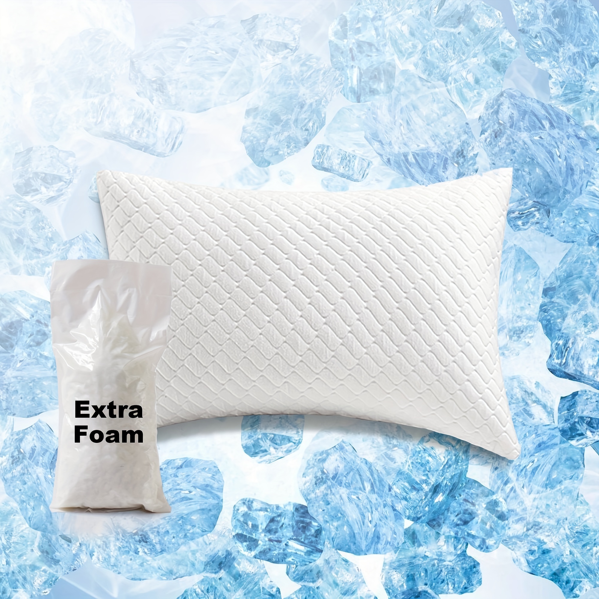 

1pcs Cooling Memory Foam Pillow King For Sleeping Adjustable Filling Bed Pillow Cooling Surface Viscose Derived From With Washable Pillowcase, Extra Filling Included