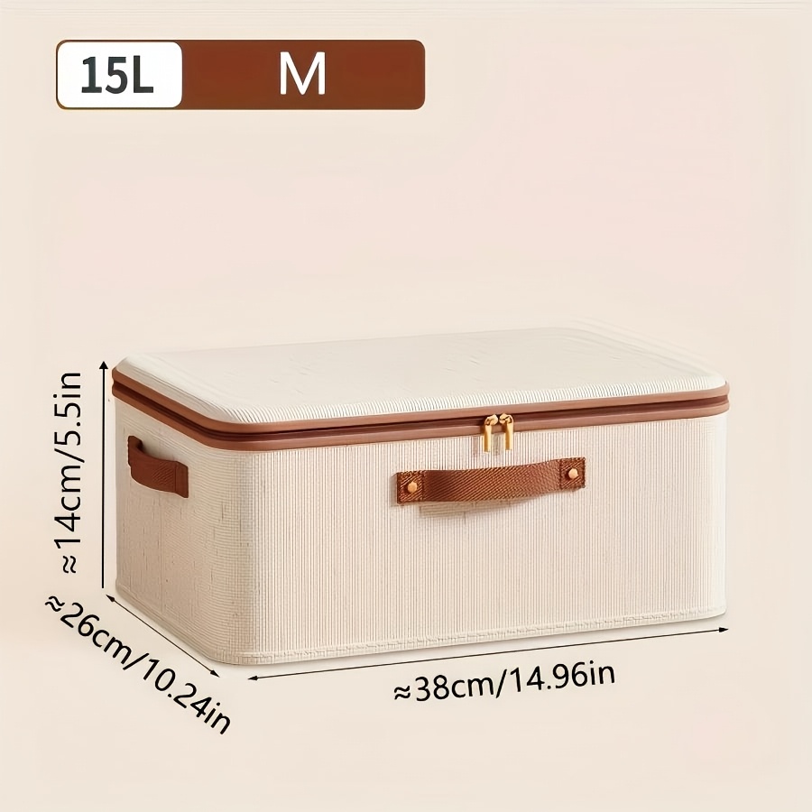 TEMU XSHGX Grande Boîte de Rangement Pliable | Double Fermetures Éclair et Poignées en Cuir Synthétique | pour le Rangement sous le Lit, les