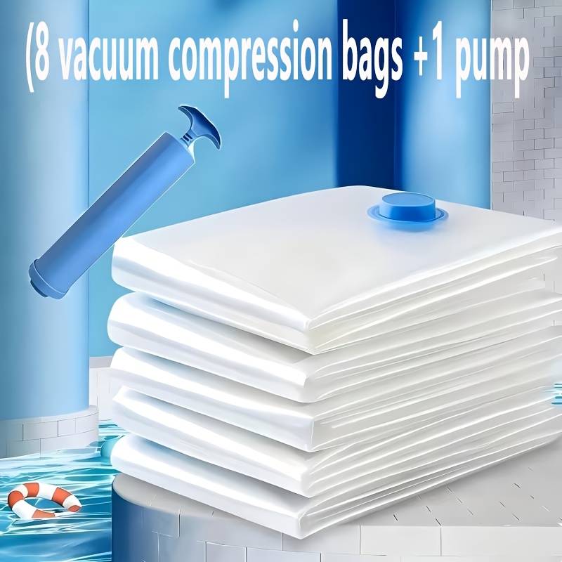 8pcs transparent vacuum compression storage bags sealed storage containers for clothes blankets shirts household space saving organizer for dorm closet wardrobe bedroom bathroom travel must have  