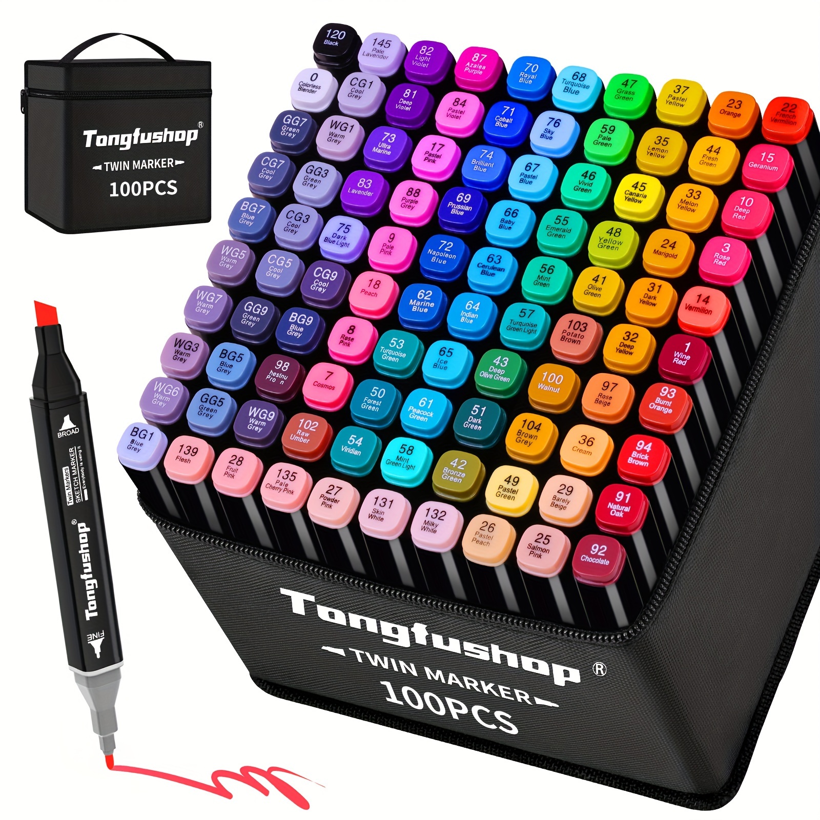 TEMU Tongfushop 40/60/80/100/168/204 Colors Art Markers, Alcohol Markers For Art Beginner Coloring, Art Markers Set, Drawing, Sketching, Card Making,