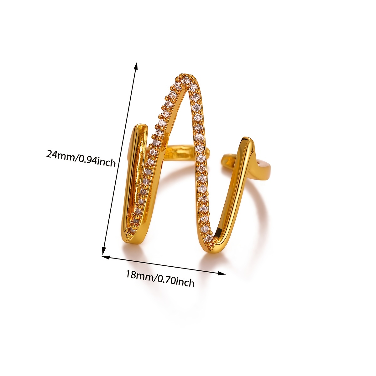 Women's Vintage Wavy Line Open Ring with Synthetic Zirconia