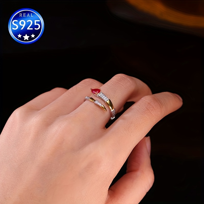 S925 Silver Rose Cut Synthetic Gemstone Ring Gift Boxed
