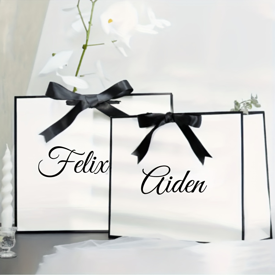 TEMU 1pc Custom Gift Bag Multicolor Custom Text Bow Gift Handbag Easy Shopping Bag Suitable For Daily Anniversary Holiday Gifting Gift Packaging Bag