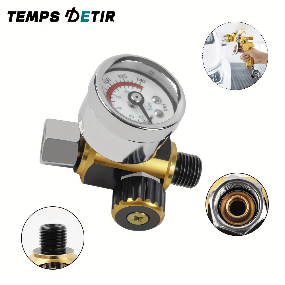 

Detir Heavy-duty Spray Regulator With Pressure Gauge, Adjustable Air Valve For Hvlp Paint Sprayers, G1/4 Universal Connector, Suitable For Automotive Painting & Pneumatic Tools