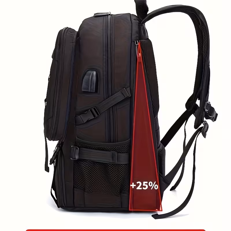 mens expandable travel backpack with shoe compartment laptop sleeve casual 21 13 gallon capacity multiple compartments padded straps safety zipper closure for hiking commuting school backpack for travel hiking gear carrier sturdy construction details 1