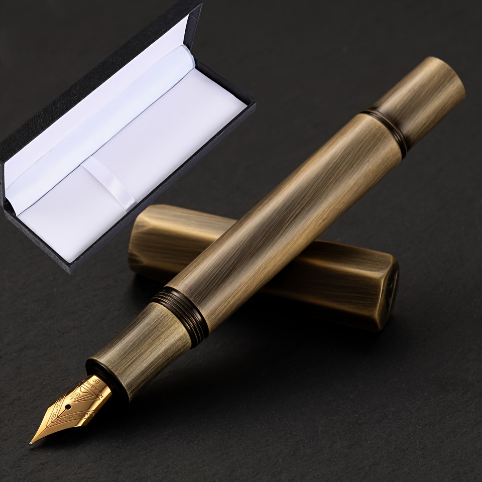 TEMU 1pc Vintage- Fountain Pen, Mini Short Style, Personalized Design, Includes 1pc Pocket Clip, For Office, School, Workplace, Holiday Gifting,