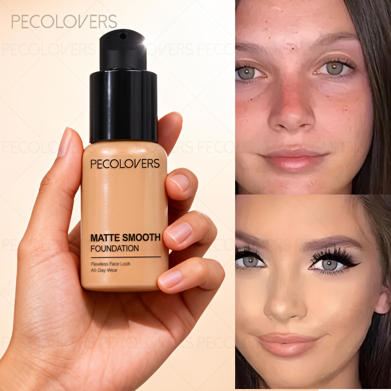 1pc Waterproof Foundation Liquid with Long-Lasting Matte End Coverage for Flawless Natural Complexion, Longwear Holiday Cosmetic | Beauty Enthusiasts | Sleek Bottle Design | Portable Travel Makeup
