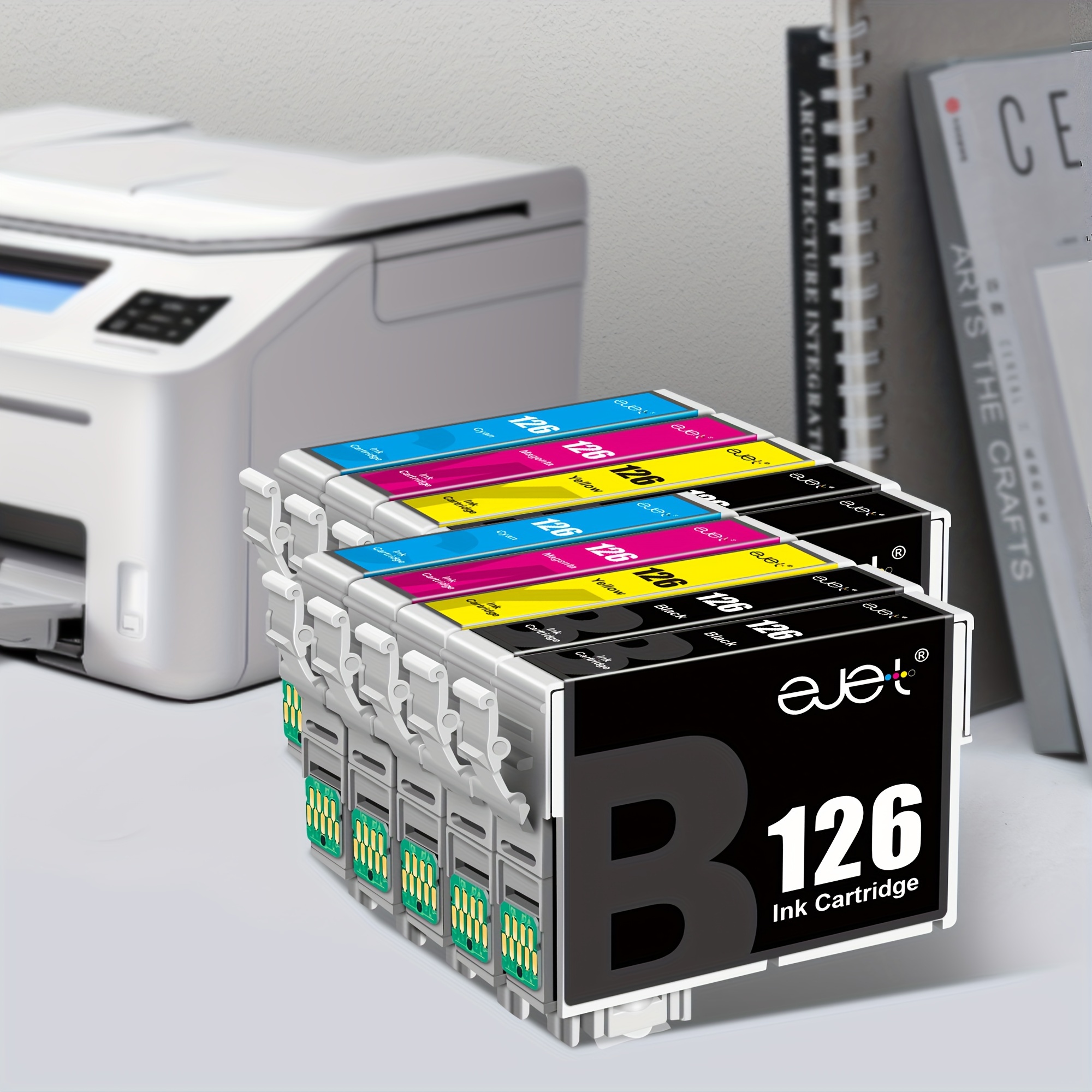 

126 Ink Cartridges 126 Ink Cartridges Works With Wf-3520 Wf-3530 Wf-3540 Wf-520 Wf-545 Wf-630 Wf-633 Wf-635 Wf-645 Wf-7010 Wf-7510 Wf-7520 Wf-840 Wf-845, 10 Pack