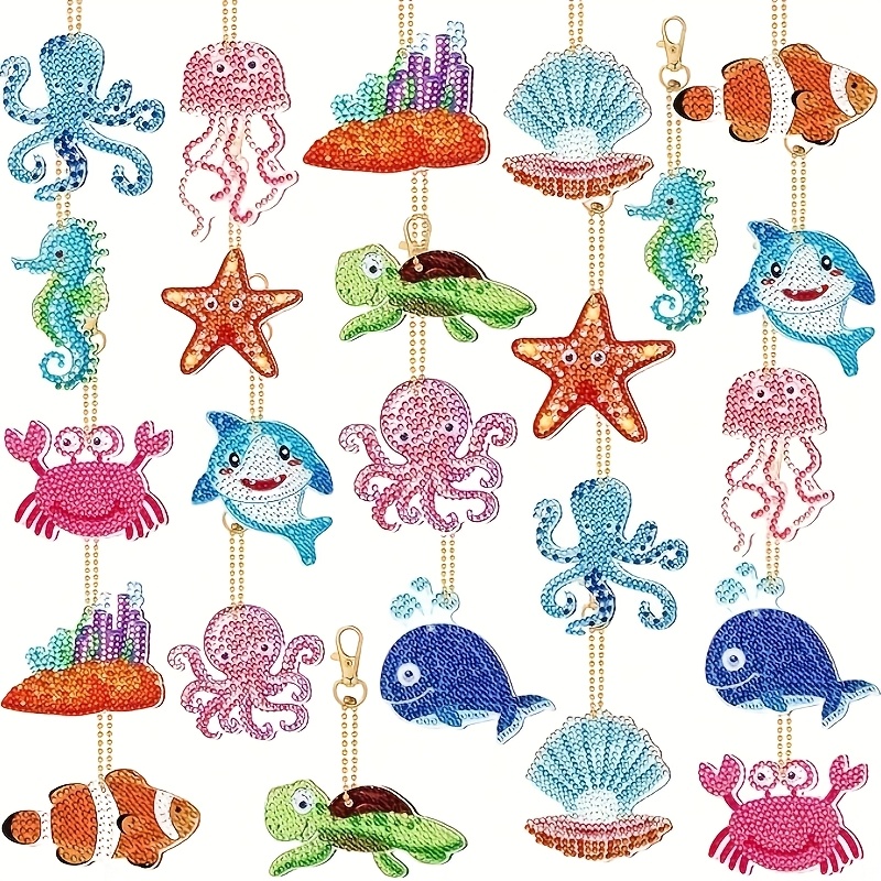 Image of 12pcs Set, Double-sided Keychain Collection, 5d Diamond Painting Art Keychains, Diamond Painting Colorful Decoration Kit, Diy Craft Supplies For Beginners Who As Holiday Gifts