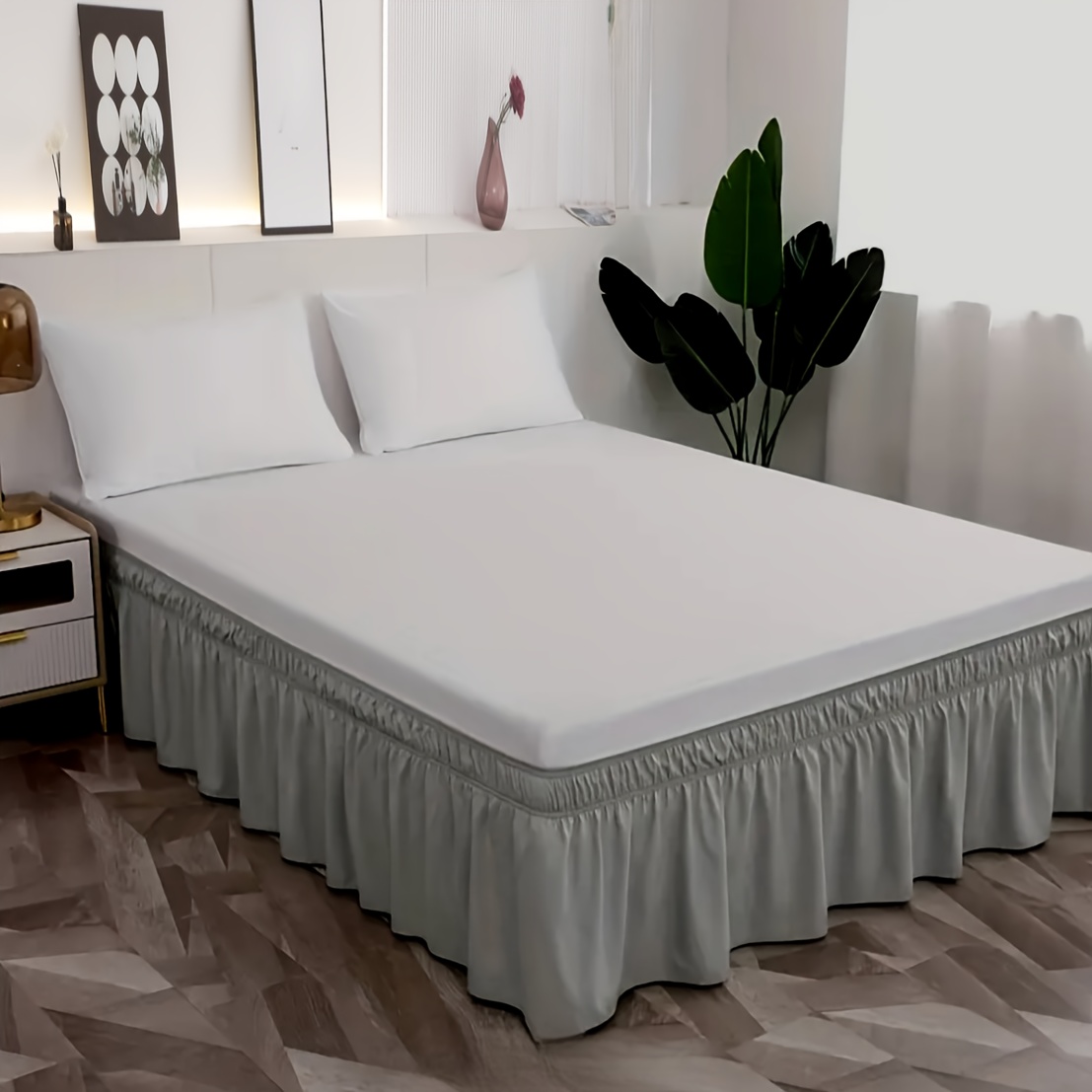 TEMU Elegant 16-inch Bed Skirt,1pc Of 100% Microfiber Bed Skirt With 2 Elastic Bands