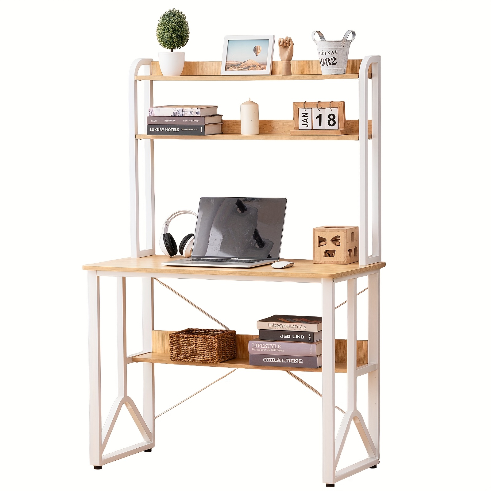 Office Desk Measuring 100 X 50 Cm, Suitable For Home Office Use And Can Serve As A Gaming Table, Made Of 16 Mm Mdf With Shelves
