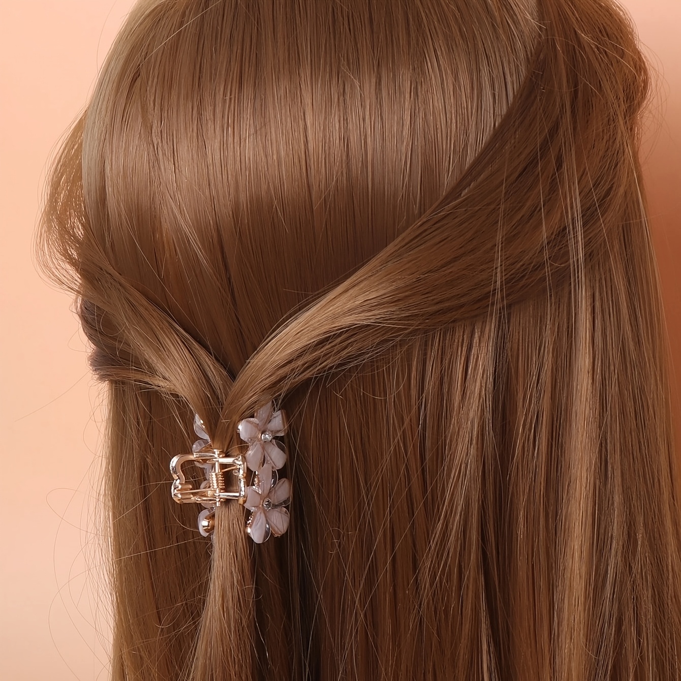 TEMU . mit Blumen verzierte Haifisch-Spange, elegante Haarkralle, geeignet für Herbst/Winter-Accessoires, Haarschmuck für Damen-Urlaubs- tägliche