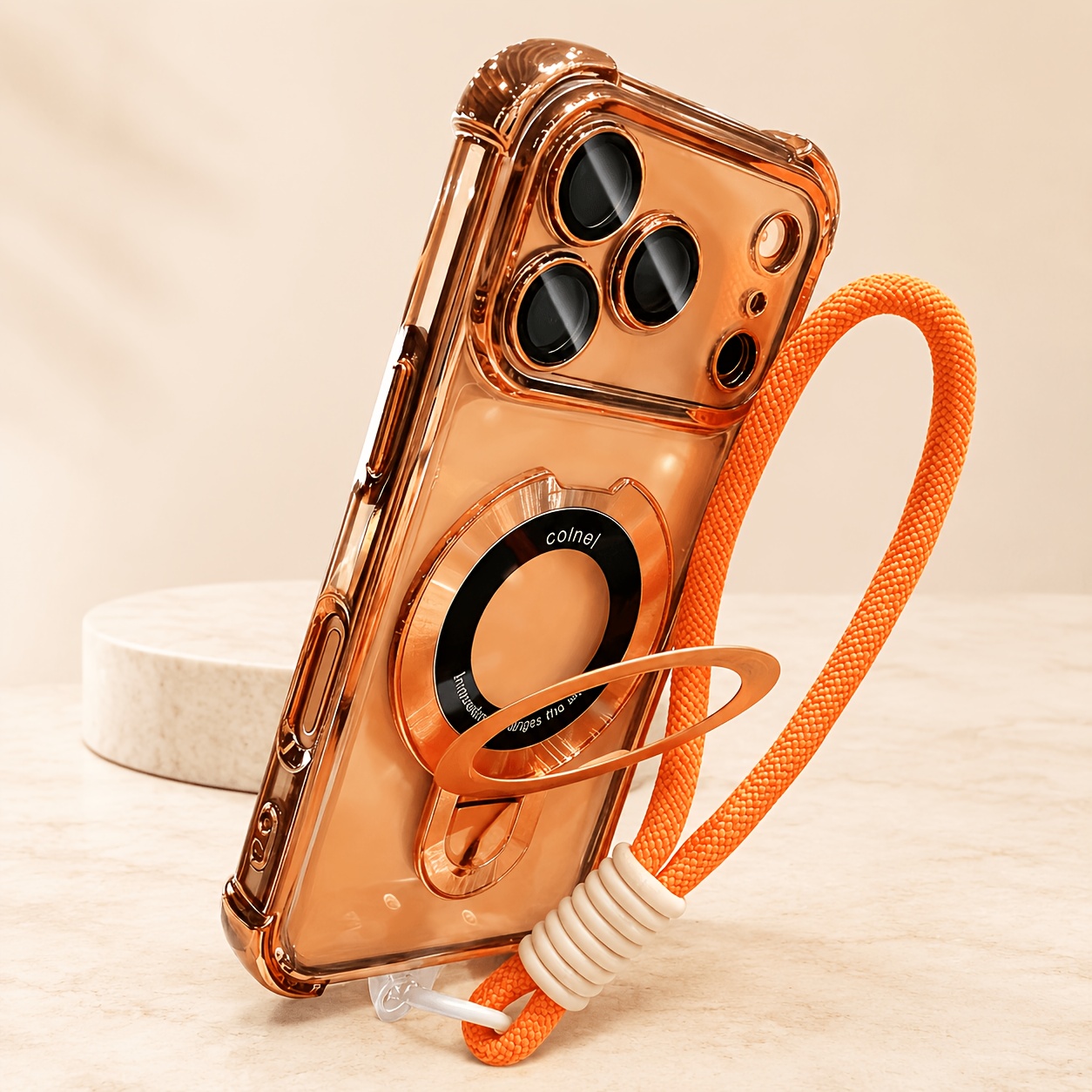 TEMU Phone Case: Phone Case - 3pcs Set: Phone Case + Lanyard + Stand. Four-corner Drop-proof Ultra-wide Stand Lanyard Protective Case. Suitable For