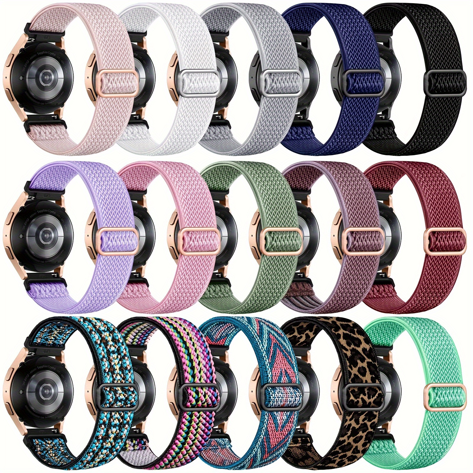 

15 Pack Bands Compatible With Samsung 4 5 6 Band 40mm 44mm/ Band 45mm/watch 6 Classic/watch 4 Classic/watch 3 41mm/active 2, 20mm Soft Nylon Sport Band