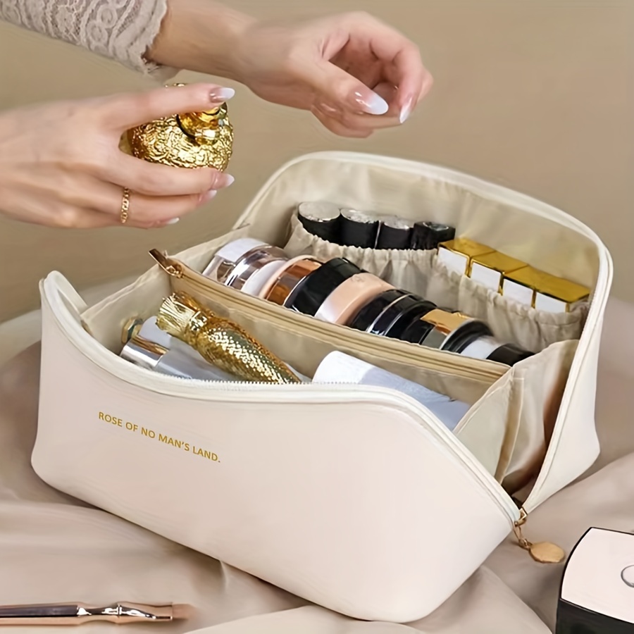 

1pc Cosmetic Bag, Travel Portable Wash Bag, Pu Waterproof Storage Bag, Zippered Cosmetic Bag, Travel Portable Packing Bag, Toiletry Bag