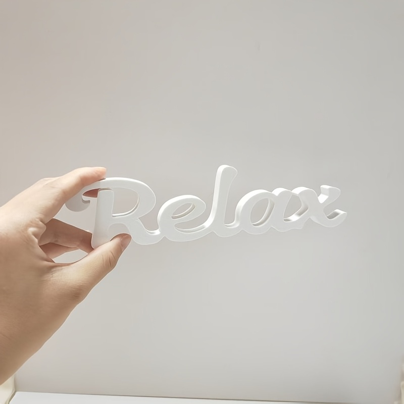 TEMU [2D Flat] Relax Letter Desktop Ornament, Nordischer Stil Weiße 3D Buchstaben, Schlafzimmer Wohnzimmer Dekoration, 3D Buchstaben Ornament,
