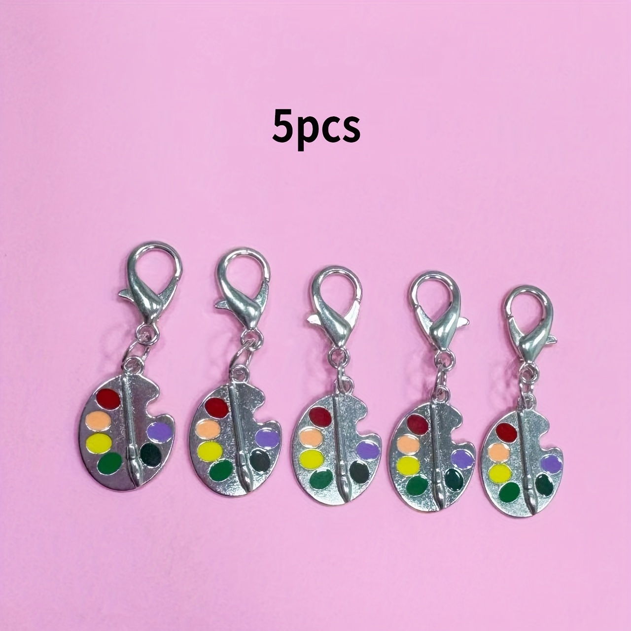 TEMU オイル絵具パレットキーホルダー 5個セット 新学期・卒業祝いギフトに最適 ロブスタークローキー 絵具パレット付き 先生・生徒・クラスメート向け 学用品用ファッションアクセサリー