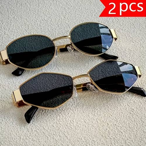 2pcs round frame frame trendy futuristic party glasses unisex suitable for parties musicians concerts and an ideal gift