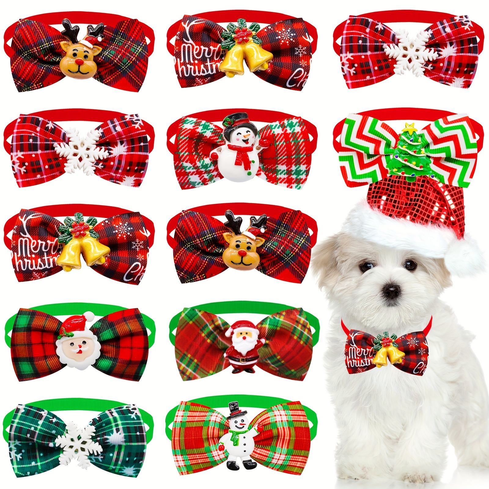 

10 Pcs Christmas Dog Set, Removable Pet Bow For And , Pet Accessories For Grooming For Stuffers