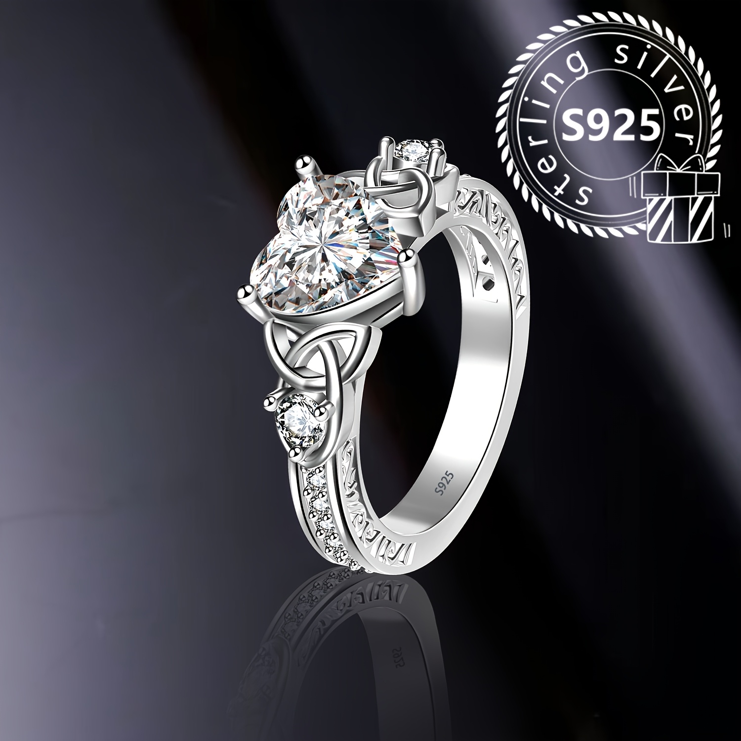 

925 Pure Silvery Elegant Love Ring, , Fashionable And Sexy Jewelry, Perfect Gift For Women And , Comes With Gift Box