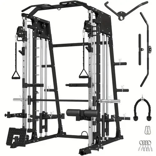 2200lbs heavy duty commercial machine home with squat rack lat pull down cable crossover 360 barbell holders storage hooks strength training cage for home gym