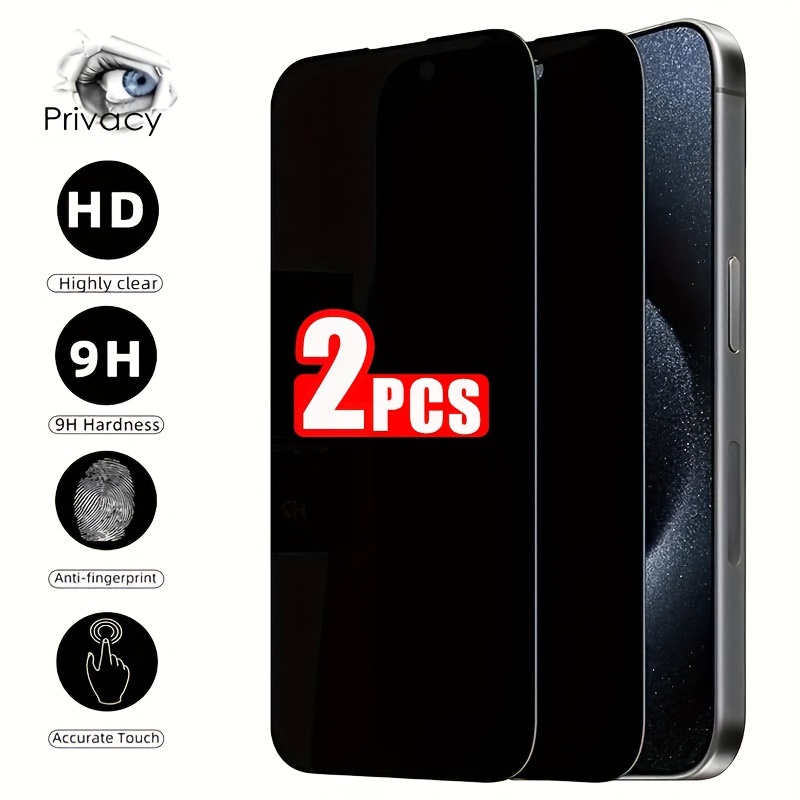 

2pcs Protecteur d'écran en verre trempé pour iPhone 11/12/13 Pro/14/ Max/16//16 Pro Max, écran de confidentialité HD, anti-empreintes digitales, bords lisses, revêtement oléophobe, 9H