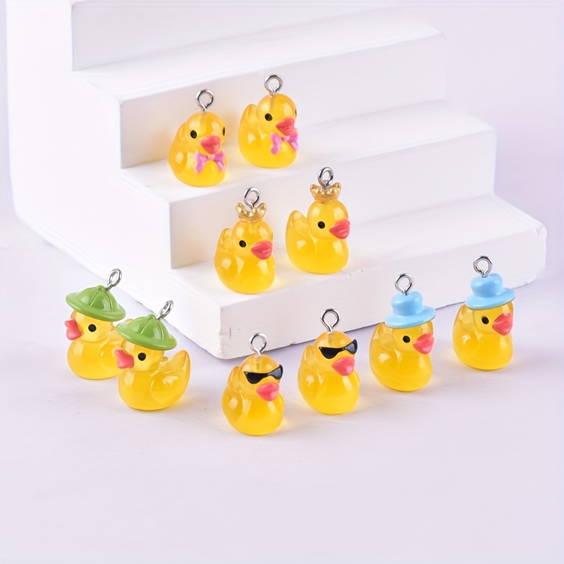 Image of 10-pcs 3d With Hat, Duck Glasses, Duck Crown, Resin Charms For , Earrings, Necklace Accessories